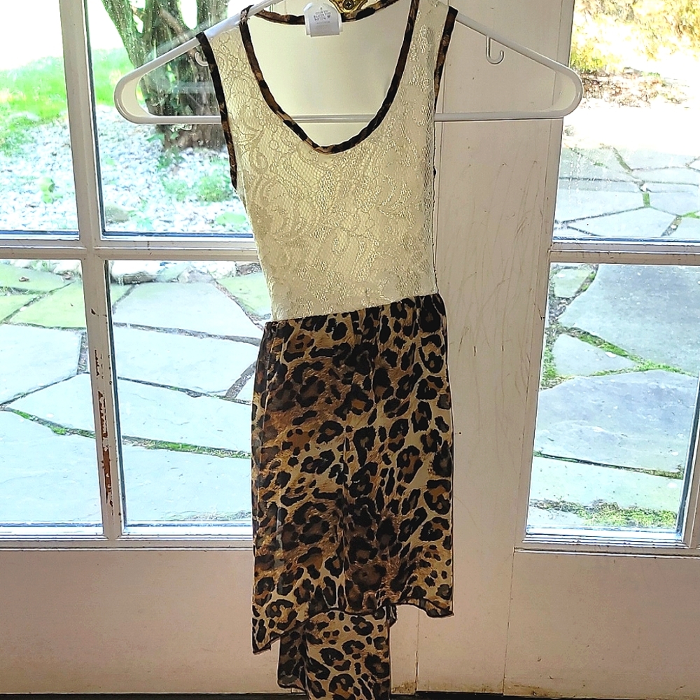 Cute lace and cheetah print dress